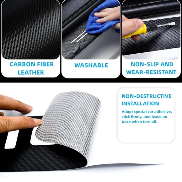 4PCS Carbon Fiber for Camaro Accessories Door Sill Protector RS Emblem Door - Picture 5 of 5